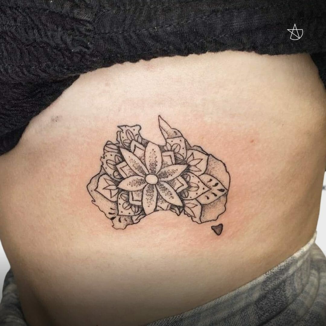 Australian Map Tattoo Mandala & Gemometric - Celebrity Ink Tattoo